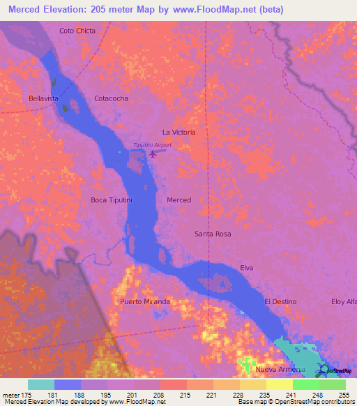 Merced,Ecuador Elevation Map