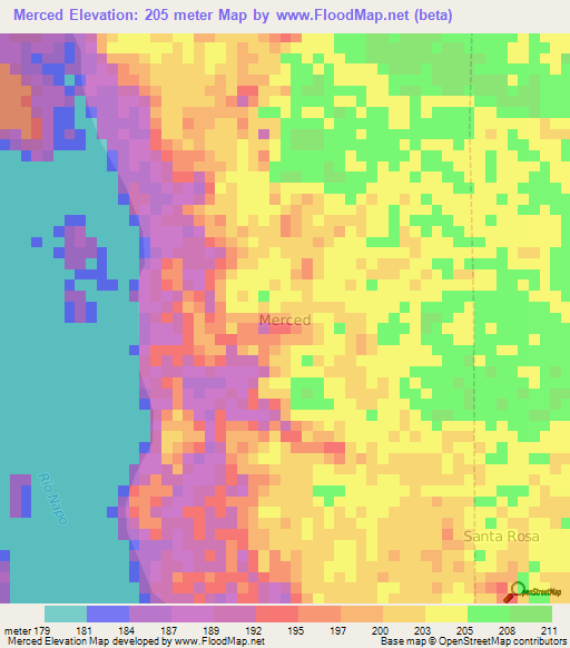 Merced,Ecuador Elevation Map