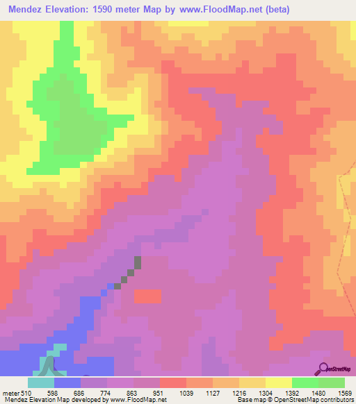 Mendez,Ecuador Elevation Map