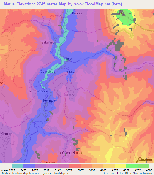 Matus,Ecuador Elevation Map