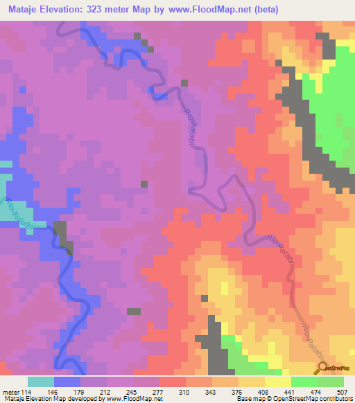 Mataje,Ecuador Elevation Map