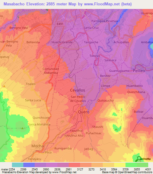 Masabacho,Ecuador Elevation Map