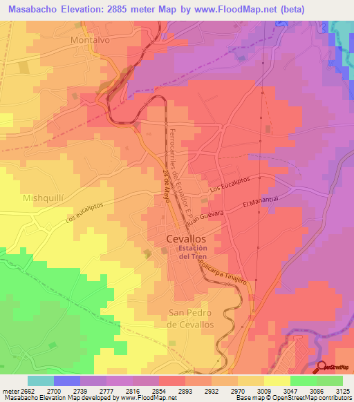 Masabacho,Ecuador Elevation Map