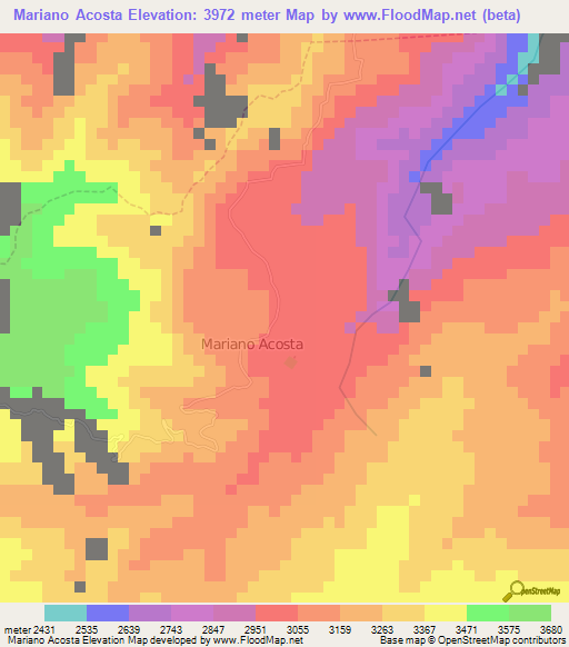 Mariano Acosta,Ecuador Elevation Map