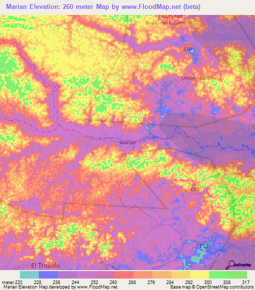 Marian,Ecuador Elevation Map