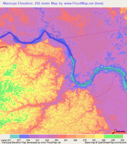 Manzoya,Ecuador Elevation Map