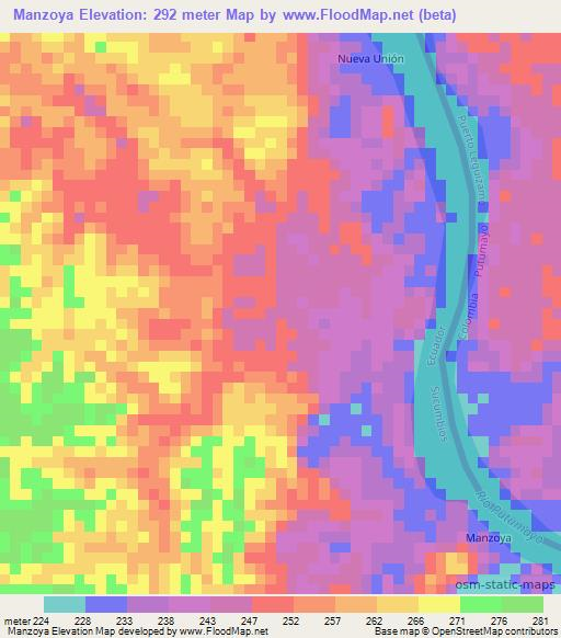 Manzoya,Ecuador Elevation Map