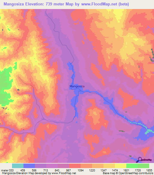 Mangosiza,Ecuador Elevation Map