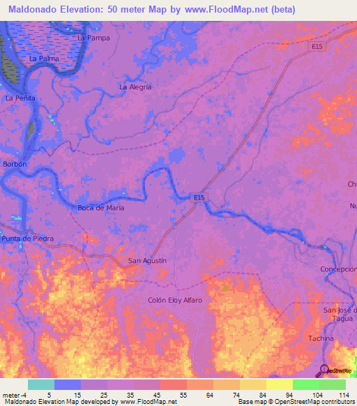 Maldonado,Ecuador Elevation Map