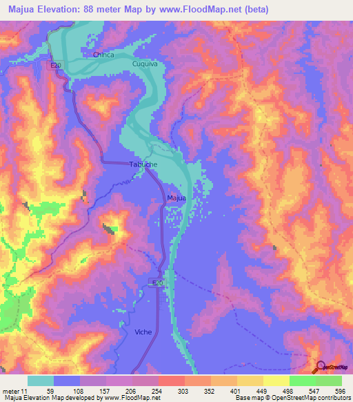 Majua,Ecuador Elevation Map