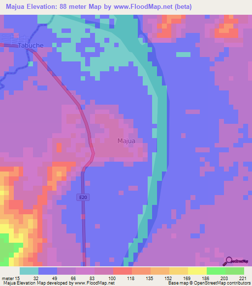 Majua,Ecuador Elevation Map