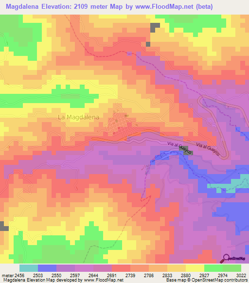 Magdalena,Ecuador Elevation Map