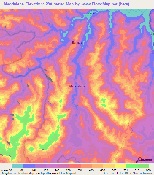 Magdalena,Ecuador Elevation Map