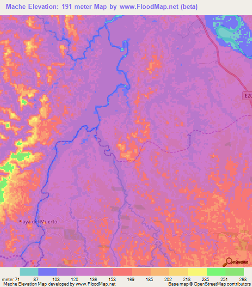 Mache,Ecuador Elevation Map