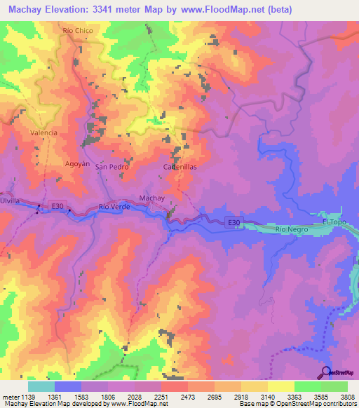 Machay,Ecuador Elevation Map