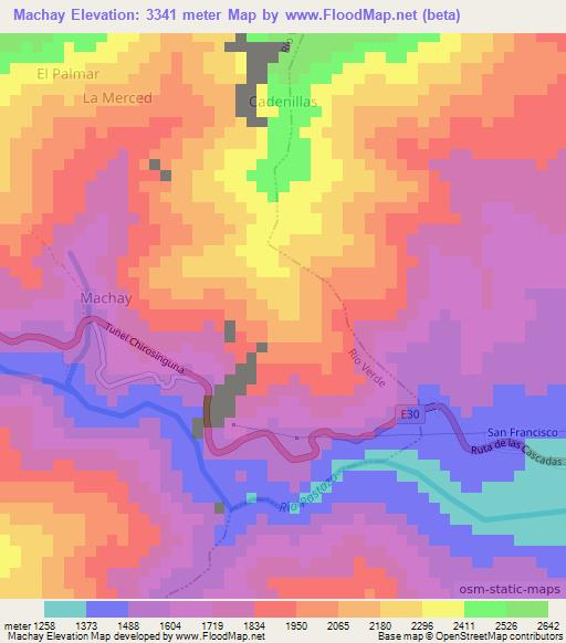 Machay,Ecuador Elevation Map