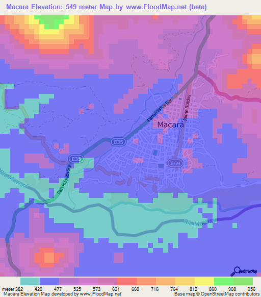 Macara,Ecuador Elevation Map