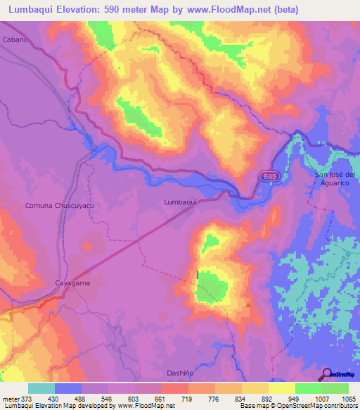 Lumbaqui,Ecuador Elevation Map