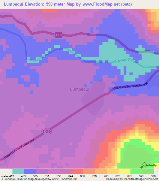 Lumbaqui,Ecuador Elevation Map