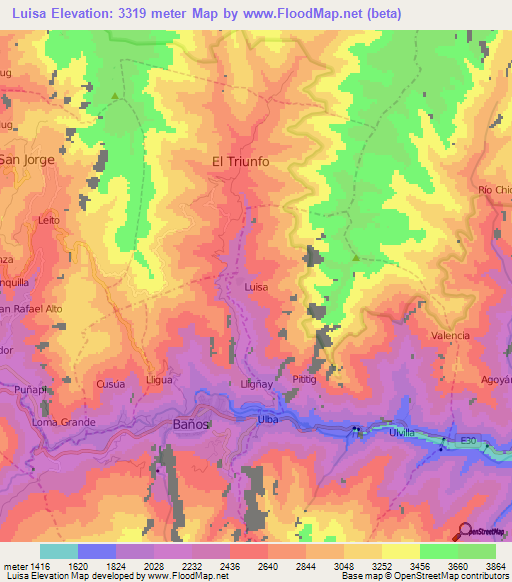 Luisa,Ecuador Elevation Map