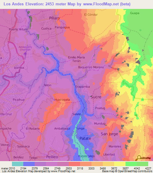 Los Andes,Ecuador Elevation Map