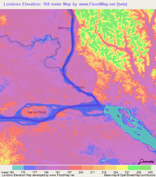 Londono,Ecuador Elevation Map