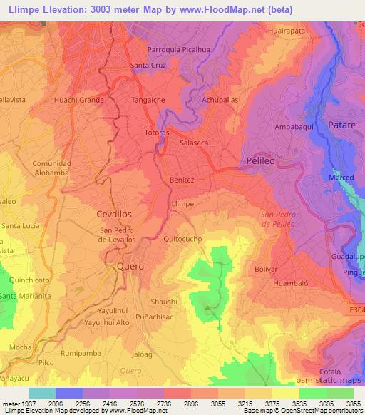 Llimpe,Ecuador Elevation Map