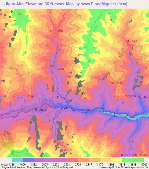 Lligua Alto,Ecuador Elevation Map