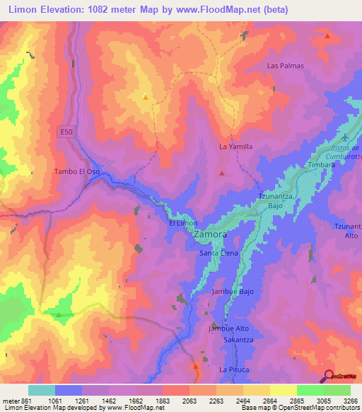 Limon,Ecuador Elevation Map