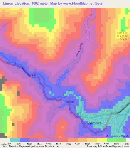 Limon,Ecuador Elevation Map