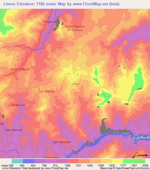 Limon,Ecuador Elevation Map