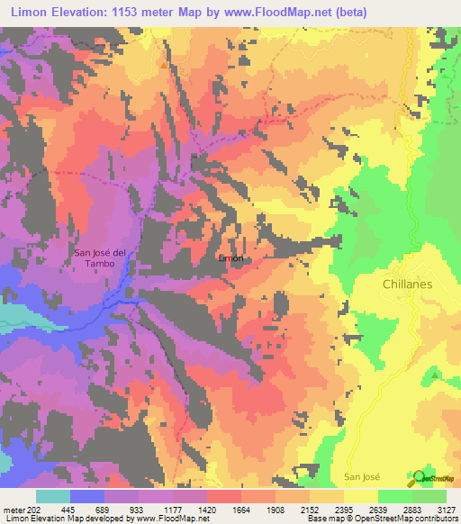 Limon,Ecuador Elevation Map