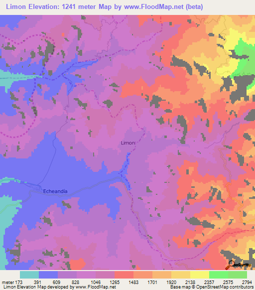 Limon,Ecuador Elevation Map