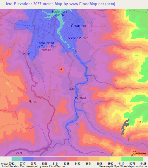 Licto,Ecuador Elevation Map