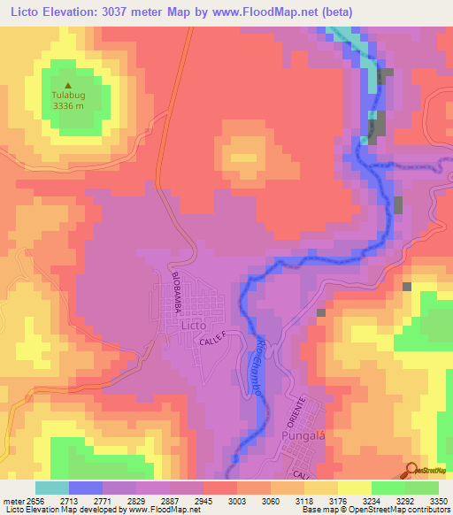 Licto,Ecuador Elevation Map