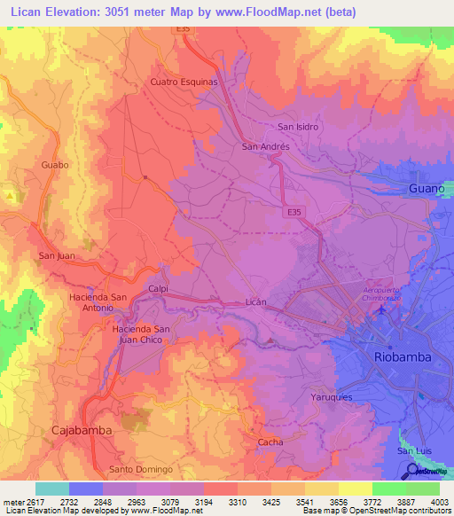 Lican,Ecuador Elevation Map