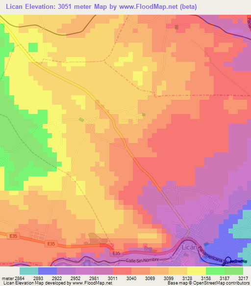 Lican,Ecuador Elevation Map