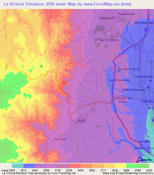 La Victoria,Ecuador Elevation Map