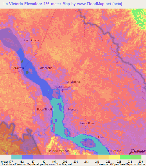 La Victoria,Ecuador Elevation Map