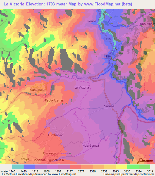 La Victoria,Ecuador Elevation Map