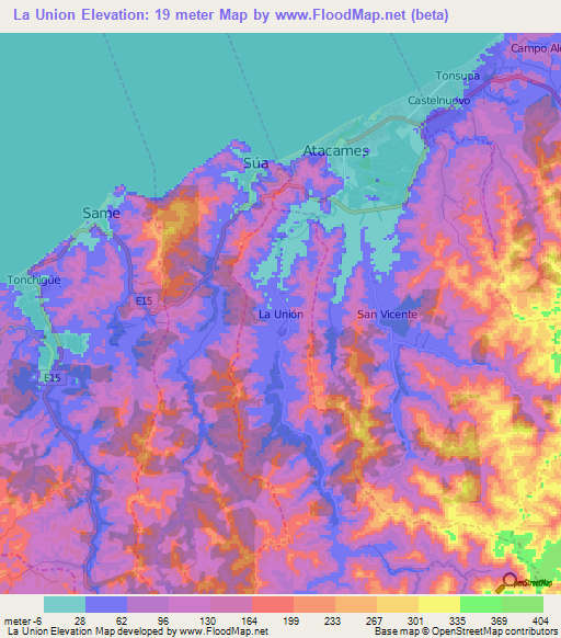 La Union,Ecuador Elevation Map