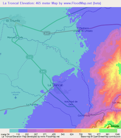 La Troncal,Ecuador Elevation Map