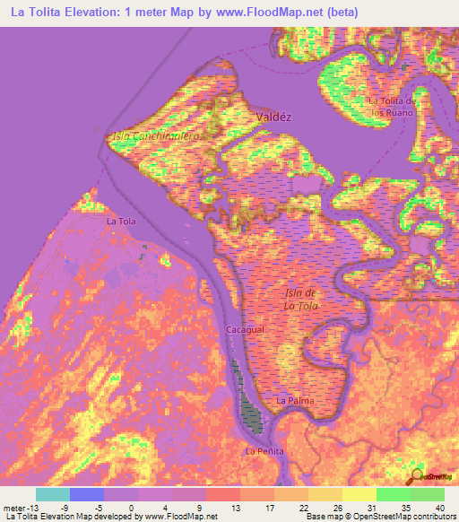 La Tolita,Ecuador Elevation Map