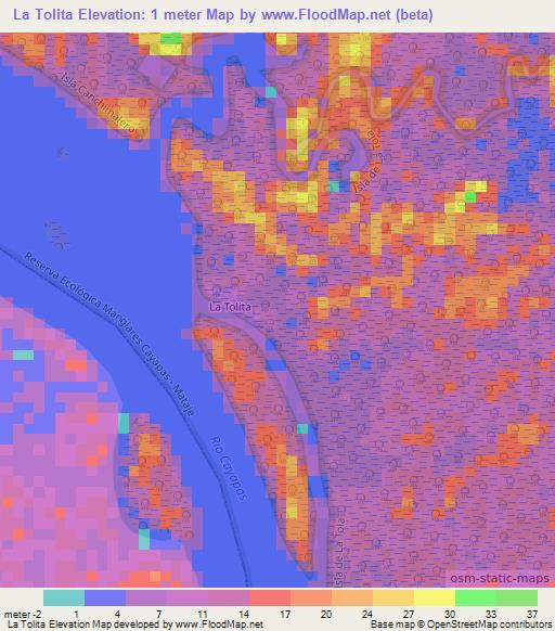 La Tolita,Ecuador Elevation Map