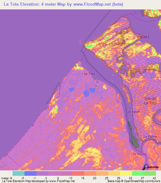 La Tola,Ecuador Elevation Map