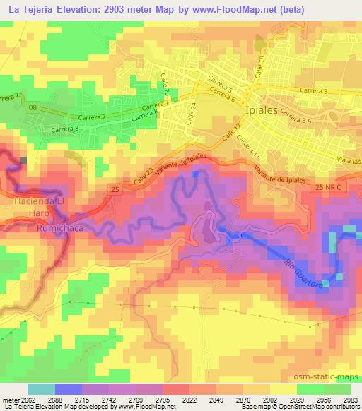 La Tejeria,Ecuador Elevation Map