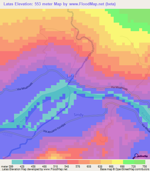 Latas,Ecuador Elevation Map