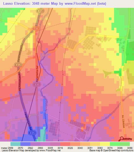 Lasso,Ecuador Elevation Map