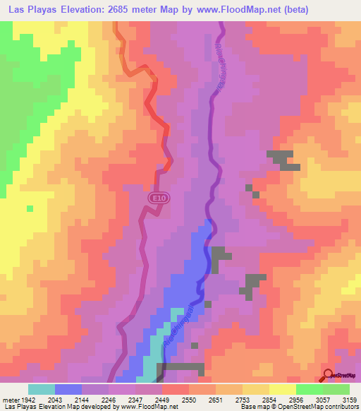 Las Playas,Ecuador Elevation Map