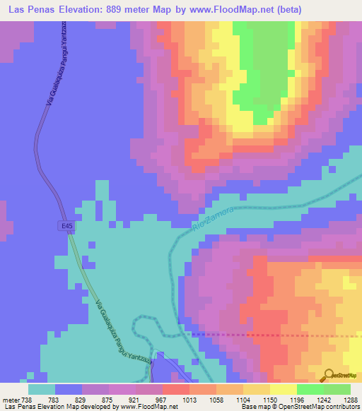 Las Penas,Ecuador Elevation Map